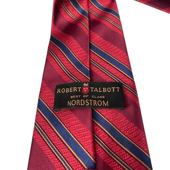 Robert Talbott Best of Class Nordstrom Red Blue striped  Repp Tie 58 X 4 inches - Picture 2 of 6